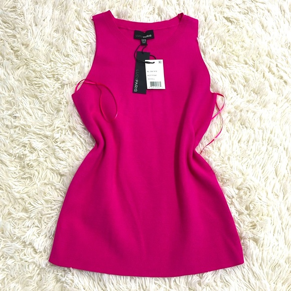NWT fuscia hot pink sweater knit tank Lucy Paris new with tag size XS round neck - Picture 9 of 11